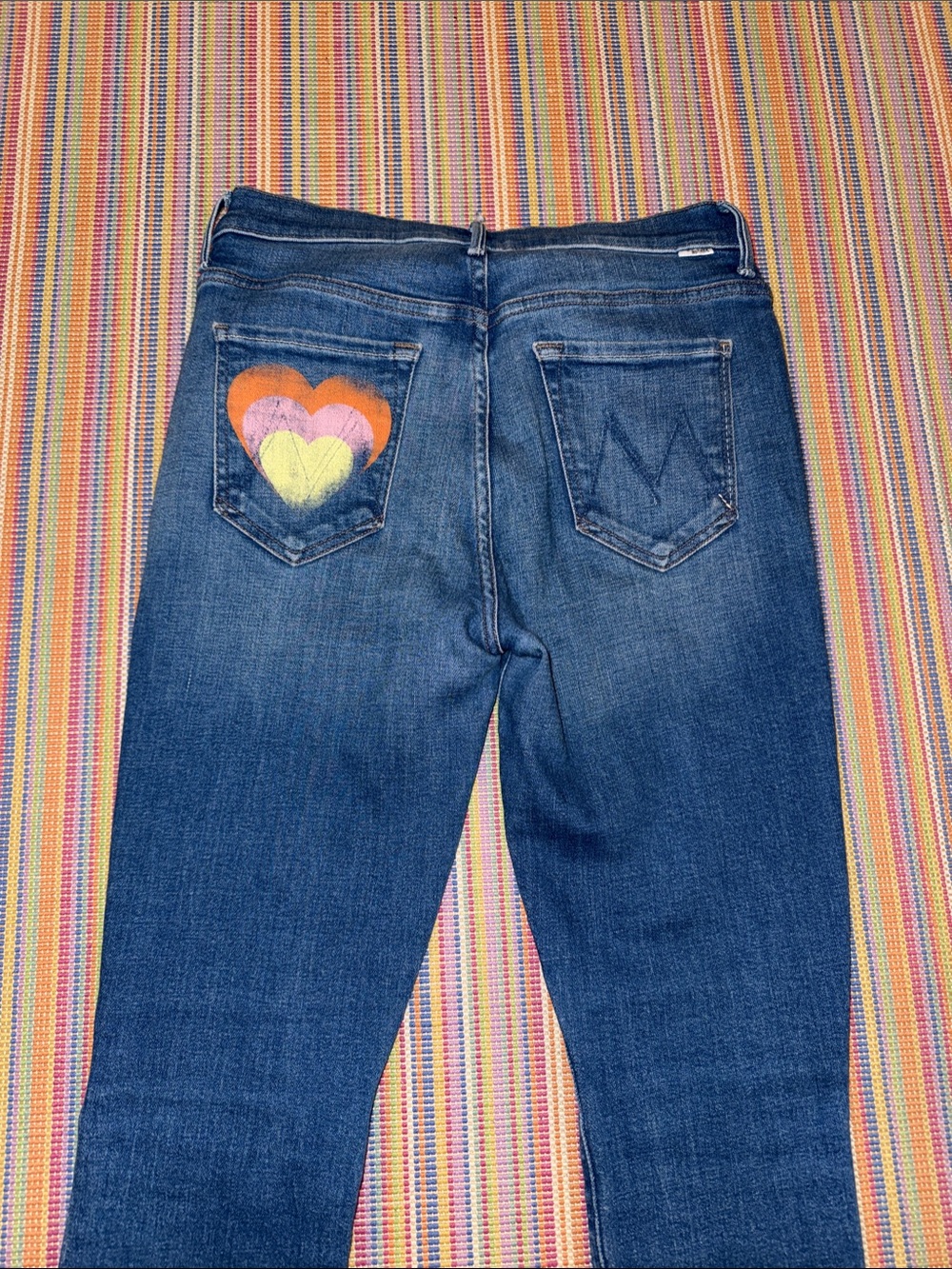 MOTHER Super Stunner Ankle Double Vision Jeans with Heart Pocket 28